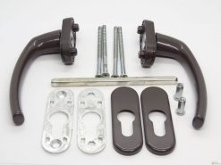 Balkónová kľučka MTS obojstranná TMAVOHNEDÁ RAL8018 s rozetou