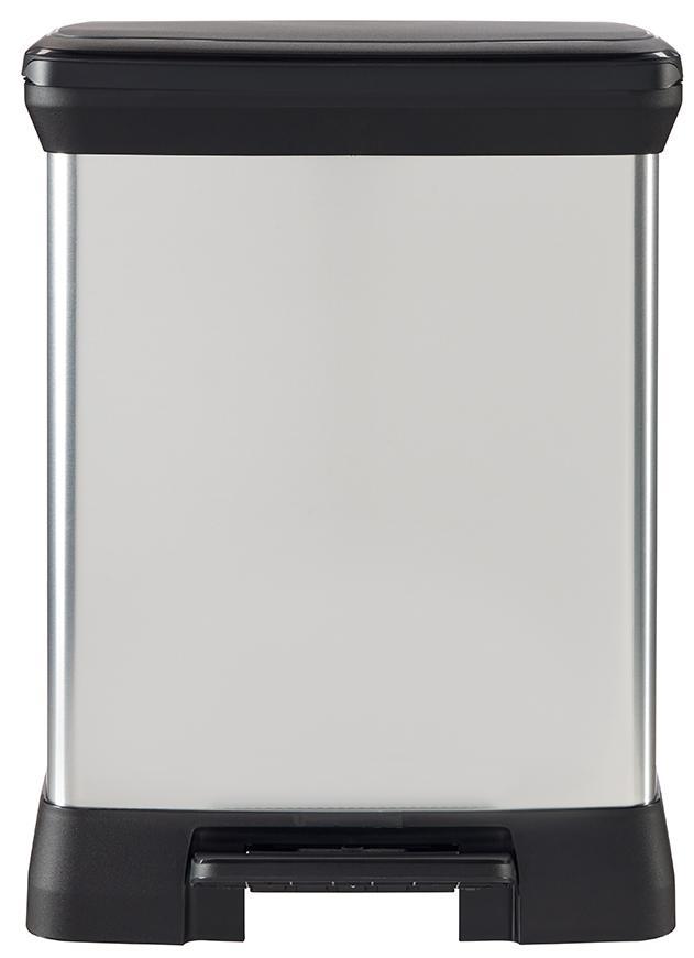 CURVER Poubelle Deco Rectangular Duo 10+18L - 80% Matière Recyclée, Design Élégant Métal, 39x29x50,5 Cm